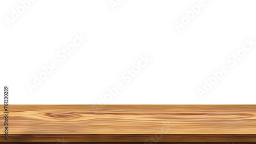 Realistic wooden top table isolated on white background
