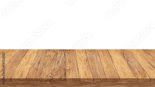 Realistic wooden top table isolated on white background