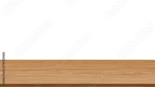 Realistic wooden top table isolated on white background