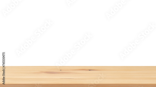 Realistic wooden top table isolated on white background