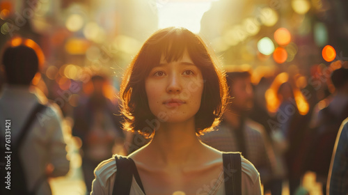 Urban Odyssey: A Woman's Journey Through the Enigmatic Symphony of the Vibrant City Street