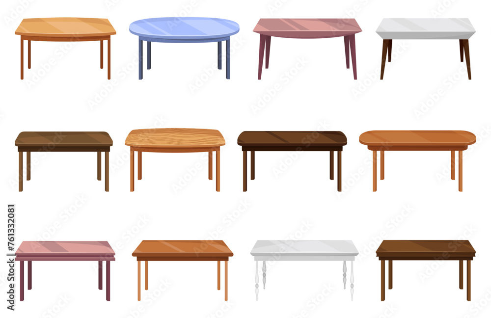 Tables furniture of wood, interior wooden desks. Empty wooden table isolated illustration on white background. Vector illustration of platforms or stands Tables furniture of wood, interior wooden desks. Empty wooden table isolated illustration on white background. Vector illustration of platforms or stands