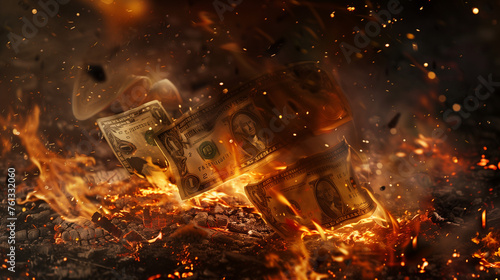 Financial Inferno: Symbolizing Market Volatility and Banking Collapse