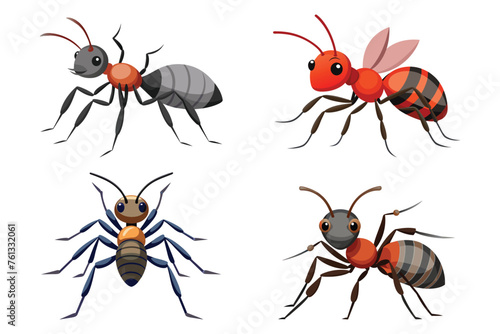  Ant flat animal vector Set pro style illustration