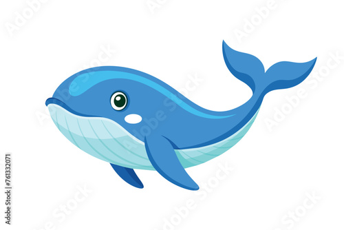Baby blue whale flat animal vector pro style illustration