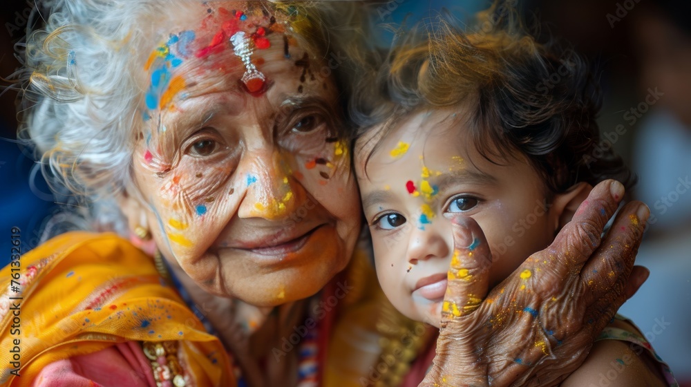 Older Woman and Young Girl With Face Paint Older Woman and Young Girl With Face Paint
