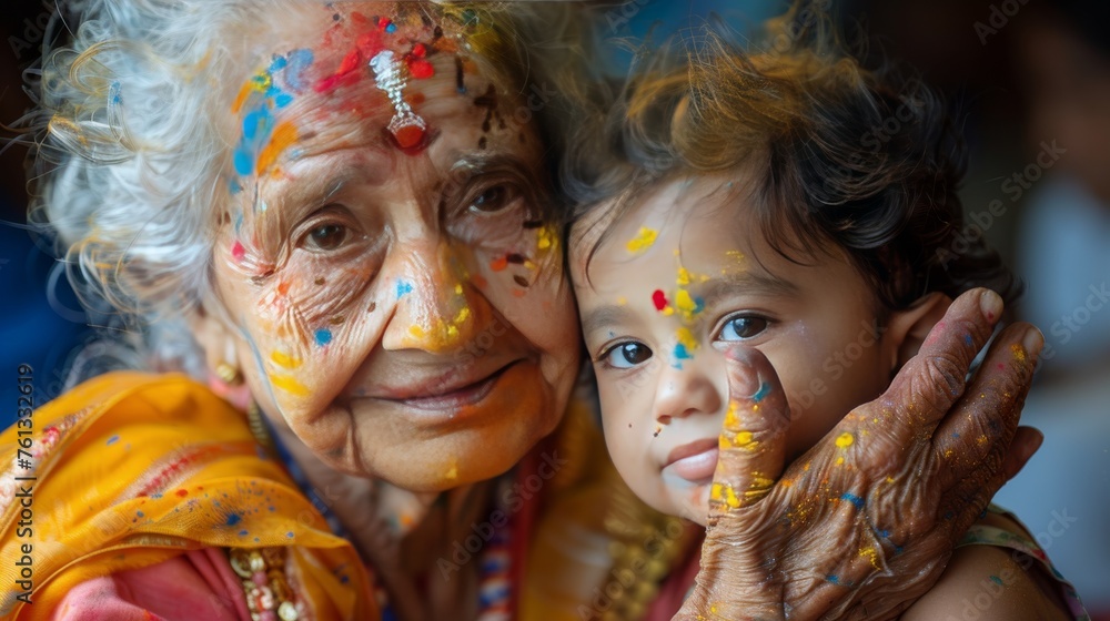 Older Woman and Young Girl With Face Paint