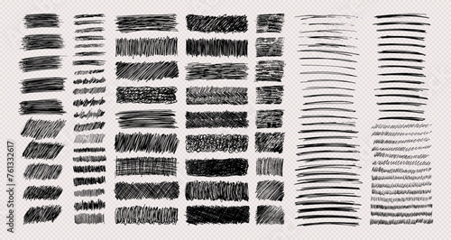 Set of rectangle scribble smears drawn with pen