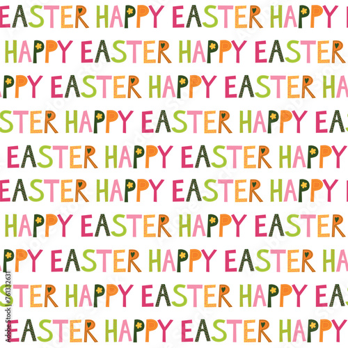 Vector Happy Easter seamless pattern. Decorative hand drawing lettering design for gift wrap and other	