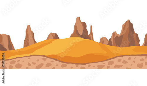 Game landscape. Cartoon design nature. Landscape of soil section. Illustration of cross section ground slice isolated on white background