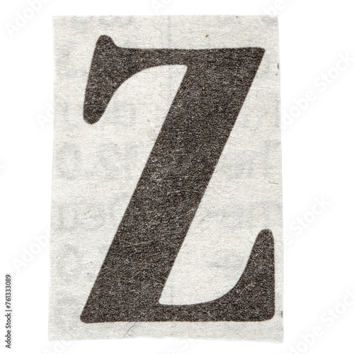 Obraz na płótnie Buchstabe Z einzeln aus Zeitung im Druck auf Papier, transparent freigestellt w salonie