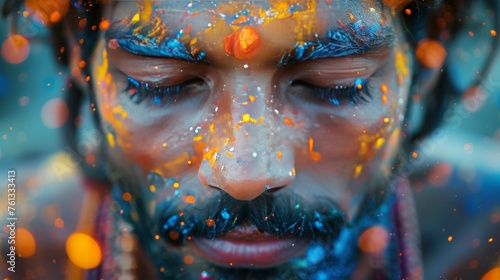 Man Covered in Colored Powder