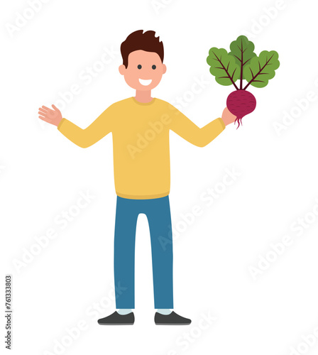 man person with beet root in hand
