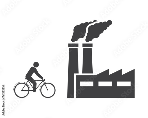 factory plant with person ride bicycle