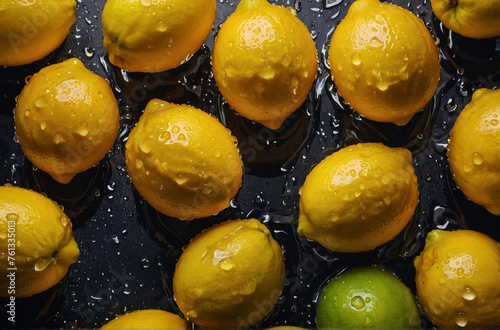 overhead Shot of Lemons with visible water