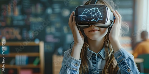 Young student using VR headset to learn with digital hologram Future education. Concept Future Education, Virtual Reality Learning, Student Technology, Holographic Education, Digital Learning