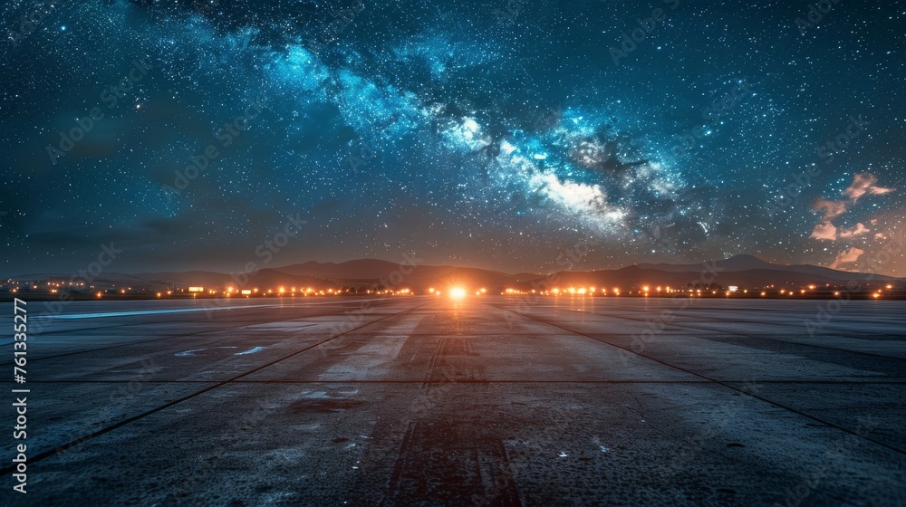 Night Sky View From Airport Runway