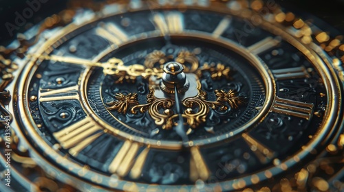 Close Up of Clock With Roman Numerals
