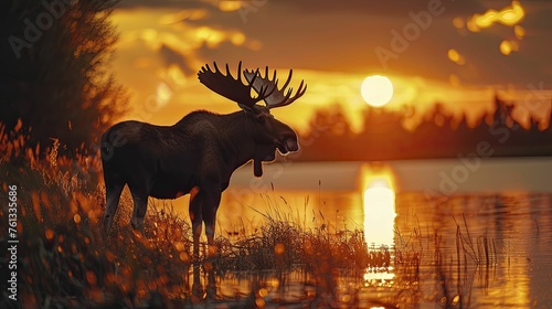 Majestic moose silhouette against the setting sun, showcasing a wide reach and strong industry leadership.