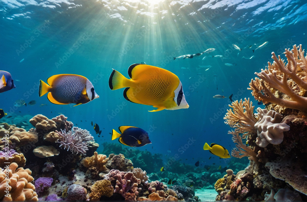 Tropical sea underwater fishes on coral reef Aquarium Tropical sea underwater fishes on coral reef Aquarium