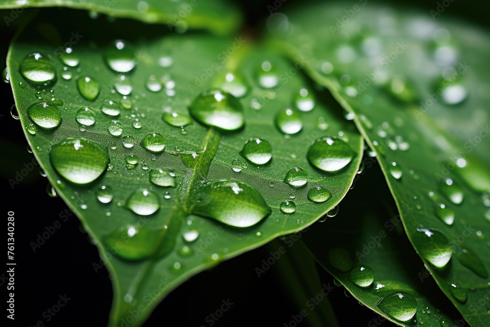 Leaf with water droplets on it Leaf with water droplets on it