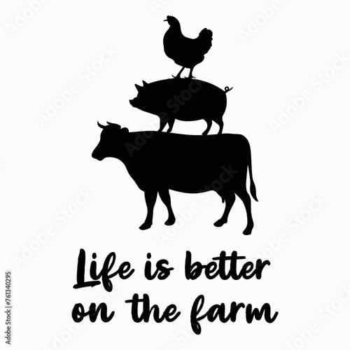 Farm animals vector pictogram logo label badge design illustration life is better on the farm