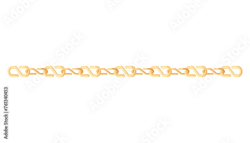 Metal chainlets with variety chain links. Gold vector illustration isolated on white background. Jewelry from precious metals. For jewelry store ad, fashion concept