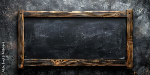 Educational blackboard framed in rustic wood for school or office space. Concept Home Decor, Wall Art, School Supplies, Rustic Design, Educational Tool