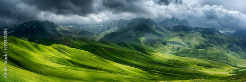 french alps with green grassy hills and mountains in the background