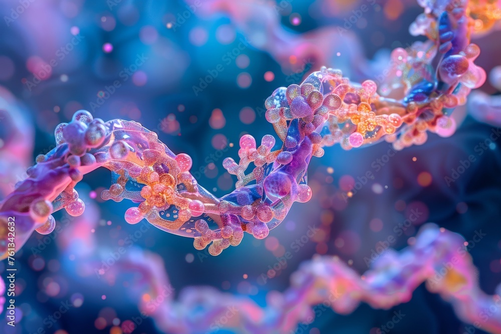 a microscopic view of a vibrant cellular world with DNA strands intertwining. a microscopic view of a vibrant cellular world with DNA strands intertwining.