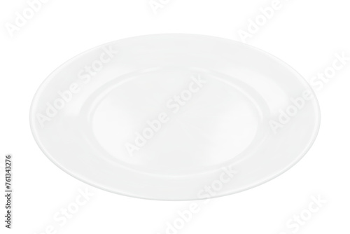 White round empty plate top side view. Png clipart isolated on transparent background