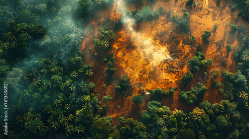 Aerial View of Devastating Forest Fire