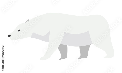 North pole arctic fauna. Polar bear vector illustration in flat style. Arctic animal icon. Winter zoo design element