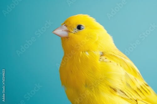 Sunny Yellow Canary Portrait Against a Calm Blue Backdrop - Generative AI