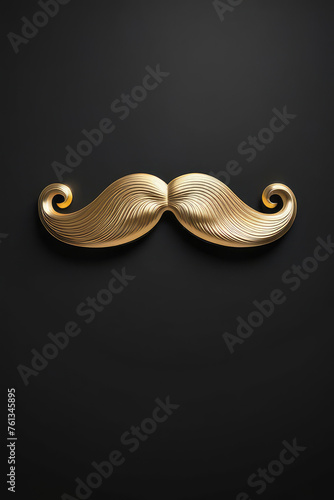 Happy Father's Day, gold mustache and tie on black background.