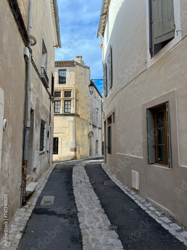 Street in the village Loupian in southern France