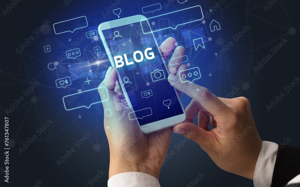 Hand using smartphone with social media concept Hand using smartphone with social media concept
