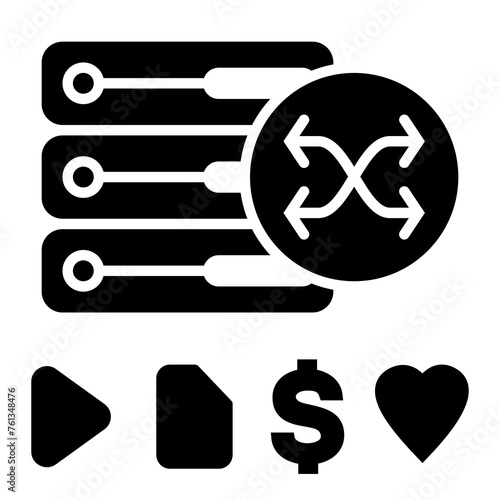 Content & Transit Network, Content Delivery Network Icon - Black, Solid