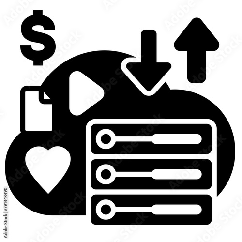 Content & Transit Network, Content Hosting Icon - Black, Solid