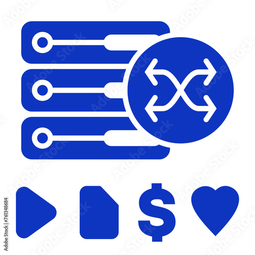 Content & Transit Network, Content Delivery Network Icon - Blue, Solid