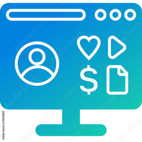 Content & Transit Network, Internet User Icon - Green, Blue, Gradient, Solid