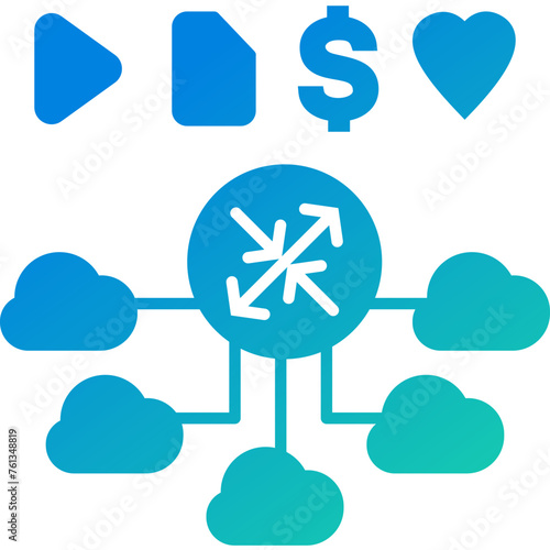 Content & Transit Network, Transit Network Icon - Green, Blue, Gradient, Solid