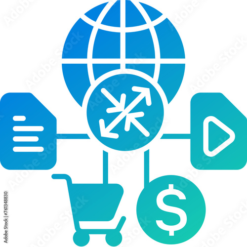 Content & Transit Network, Transit Network Icon - Green, Blue, Gradient, Solid