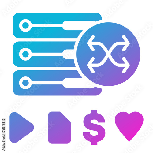 Content & Transit Network, Content Delivery Network Icon - Pink, Blue, Gradient, Solid