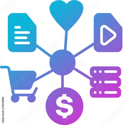 Content & Transit Network, Content Network Icon - Pink, Green, Gradient, Solid