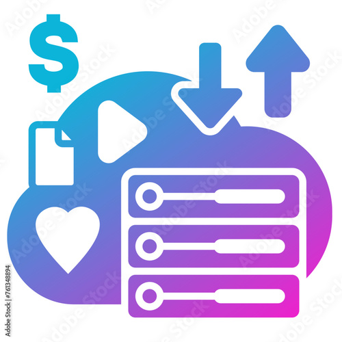 Content & Transit Network, Content Hosting Icon - Pink, Green, Gradient, Solid