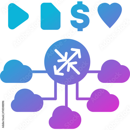 Content & Transit Network, Transit Network Icon - Pink, Blue, Gradient, Solid
