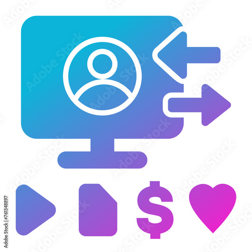 Content & Transit Network, Internet User Icon - Pink, Blue, Gradient, Solid