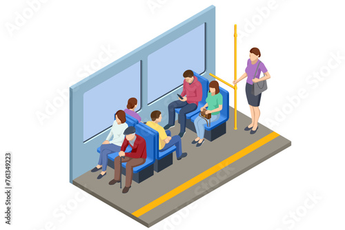 Isometric Subway underground train. People Passangers In Subway. Commuting passengers. Commuting passengers. Subway train collection. Vehicles designed to carry large numbers of passengers
