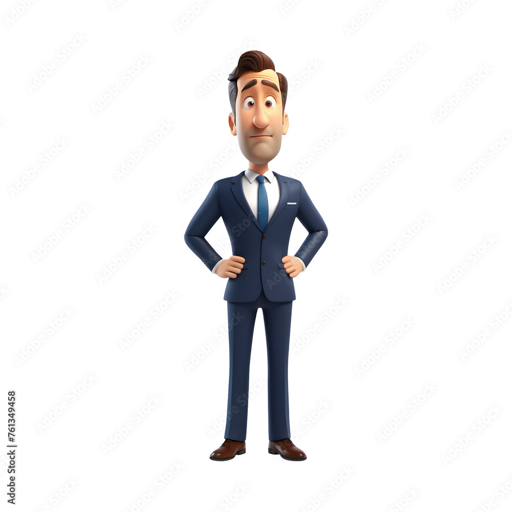 3D confused businessman cartoon on transparent background. 3D confused businessman cartoon on transparent background.
